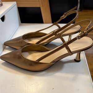 Nine West Metallic Bronze Slingback Heels